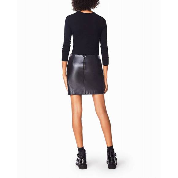 NEW NICOLE MILLER sheep leather mini skirt in black embellished starry night